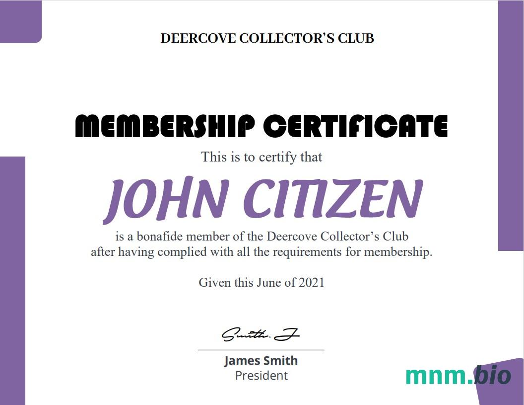 USA Club Membership cert